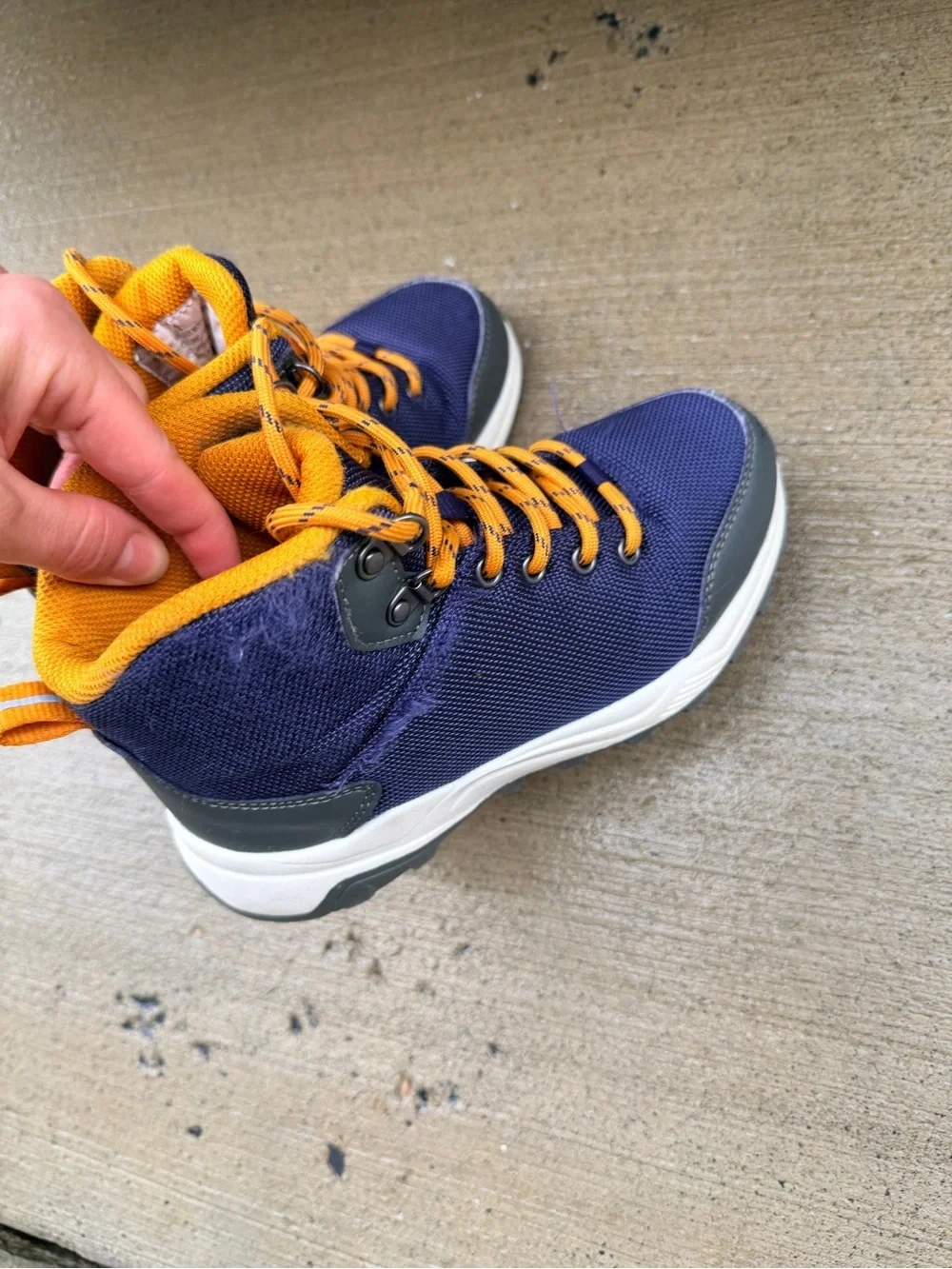 Navy and Orange High-Top winter Sneakers Boots